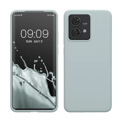 Abbildung von kwmobile Hülle kompatibel mit Motorola Edge 40 Neo Silikon Handy Case Handyhülle weiche Oberfläche kabelloses Laden Cool Mint