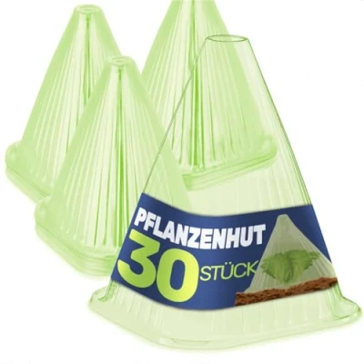 Abbildung von Gravidus Pflanzenhut Schutz vor Schnecken, Wettereinflüssen Pflanzglocke ideal als Pflanzenschutzhaube geeignet Höhe: ca. 23,5 cm aus Kunststoff in Grün Transparent (30 Stück)