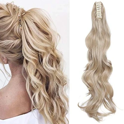 Abbildung von SEGO Ponytail Extension Pferdeschwanz Haarteil Haarverlängerung Zopf Hair Piece Haar Voluminös Wavy wie Echthaar Dark Blonde Mix Bleichblond Gewellt 24&quot;(61cm) 150g