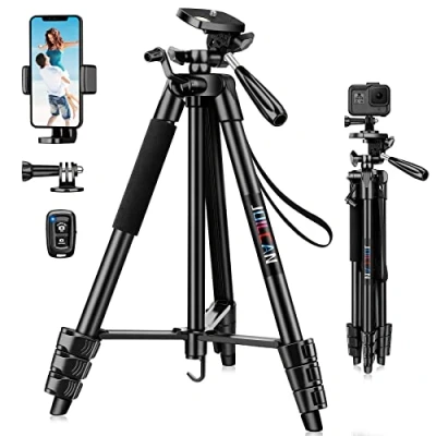 Abbildung von JOILCAN 137cm Handy Stativ Ständer, Selfie für Smartphone mit Handyhalter &amp; Fernbedienung, Compatible with iOS/Android, Ausziehbar Kamera Stative iPhone/Samsung/Huawei/Klein Camera