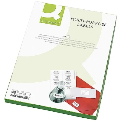 Abbildung von Q Connect 99,1 x 42,3 mm Mehrzweck Label 6er packung (600 Stück), Multicolour/White