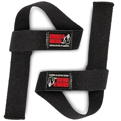 Abbildung von Gorilla Wear Non Padded Lifting Straps schwarz Bodybuilding und Fitness Accessoire für Herren