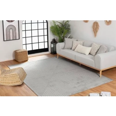 Abbildung von Surya Lenox Teppich Wohnzimmer Boho, großer Schlafzimmer 160x220 cm für Esszimmer mit geometrischem Muster, Skandinavischer Wohnzimmerteppich modern in Grau
