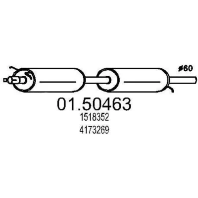 Abbildung von MTS 01.50463 Mittelschalldämpfer 1240 FORD: Transit Mk5 Bus, Kastenwagen