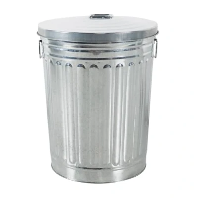 Abbildung von HAC24 Mülleimer Zink Abfalleimer Silber Garten Tonne Mülltonne Zinktonne Abfalltonne, mit Deckel 58 Liter und Tragegriffe