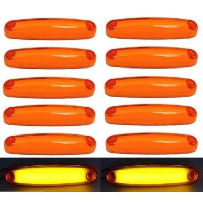 Abbildung von 10 x 12 V 24 LED Neon Vorderseite orange Bernstein Marker Leuchten Finger Truck Trailer Chassis Kippmulde Caravan Camper Van Bus