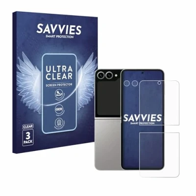 Abbildung von Savvies 6 Stück Schutzfolie für Samsung Galaxy Z Flip6 (Display+Kamera) Displayschutz Folie Ultra Transparent