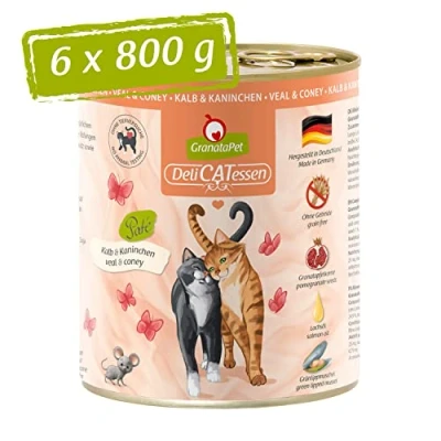 Abbildung von GranataPet Delicatessen Kalb &amp; Kaninchen, 6 x 800 g, Nassfutter für Katzen, Katzenfutter Feinschmecker, Futter ohne Getreide Zuckerzusätze