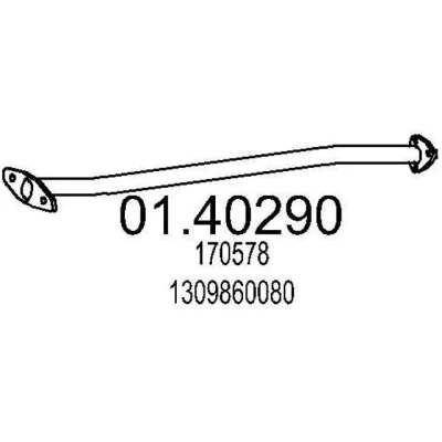 Abbildung von MTS 01.40290 Abgasrohr 1170 vorne für Mittelschalldämpfer FIAT: Ducato II Pritsche/Fahrgestell, Bus, PEUGEOT: Boxer Pritsche/Fahrgestell
