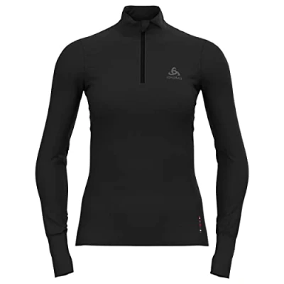 Abbildung von Odlo Damen Funktionsunterwäsche Langarm Shirt mit Reißverschluss 100% MERINO 200 GRAMM, black black, XS