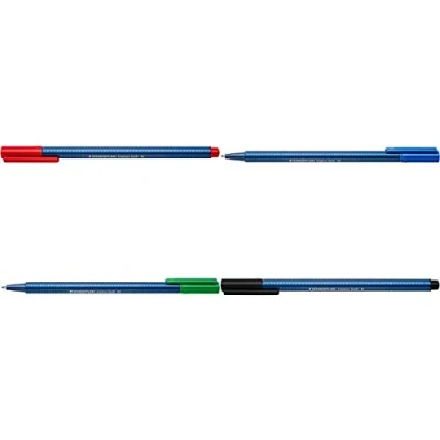 Abbildung von 10 x Staedtler Kugelschreiber triplus ball Kappenmodell M blau/rot