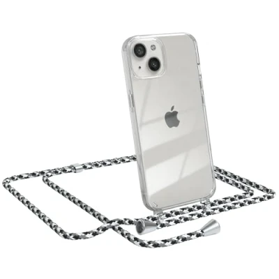 Abbildung von EAZY CASE Handykette kompatibel mit iPhone 13 Handyhülle Umhängeband, Handykordel Schutzhülle, Silikonhülle, Hülle Band, Stylische Kette für Smartphone, Schwarz Camouflage