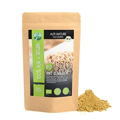 Abbildung von Bio Anis gemahlen (125g), Anispulver, Anissamen aus kontrolliert biologischem Anbau, Pulver 100% natürlich, ohne Zusätze, Samen