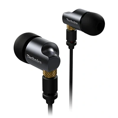 Abbildung von Technics Premium In Ear Monitore IEM, High Fidelity Ohrhörer mit innovativem 10 mm Treiber für Ultra geringe Verzerrung, Schwarz/Gold
