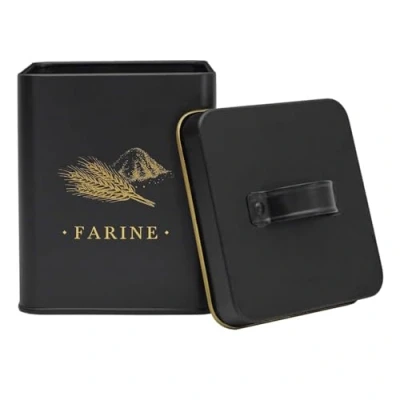 Abbildung von COOK CONCEPT, BT6812, Black and Gold Metal Box for Storing Dry Ingredients, elegant airtight Design, ideal Flour, Sugar or Rice Size: Large, Color:
