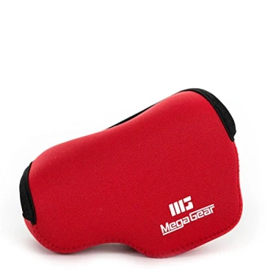 Abbildung von MegaGear &#039;&#039;Ultra Light&#039;&#039; Neoprene Kameratasche mit Karabiner für Sony NEX 5TL, 5R, 3N SELP1650, A5000, A5100 16 50mm (Rot)