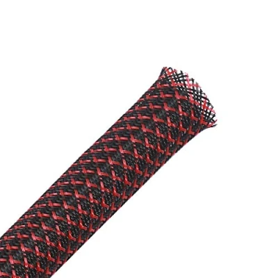 Abbildung von 13mm 30m PET erweiterbar geflochten kabelschlauch kabelstrumpf kabelschutz kabelmantel schwarz rot Alex Tech kabel sleeve