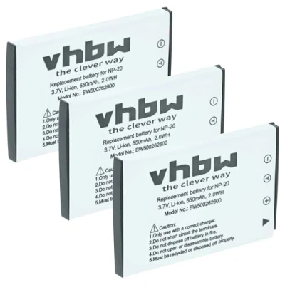 Abbildung von vhbw 3X Akku kompatibel mit Casio Exilim EX S880, Z11, Z12, Z60, Z65, Z70 Kamera Digicam DSLR (550mAh, 3,6V, Li Ion)