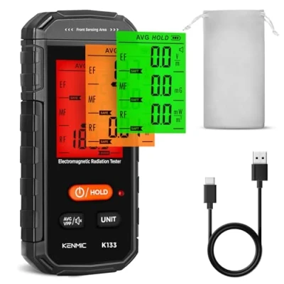 Abbildung von KENMIC EMF Meter, Detektor EF/MF/RF tragbarer elektromagnetischer Feld Strahlungs für EF, RF, MF, WiFi Signal, passend Zuhause, Büro Inspektionen und Geisterjagd
