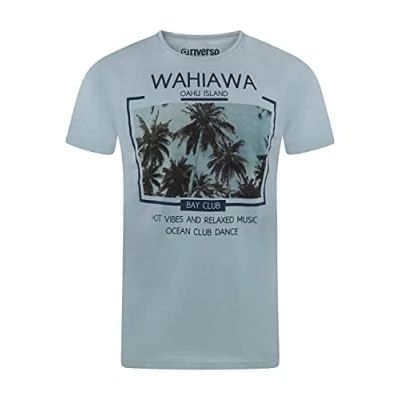 Abbildung von riverso Herren T Shirt RIVLukas Fotodruck Rundhals O Neck Kurzarm Regular Baumwolle Blau 4XL, Größe:4XL, Farbe:Hellblau (MJD)
