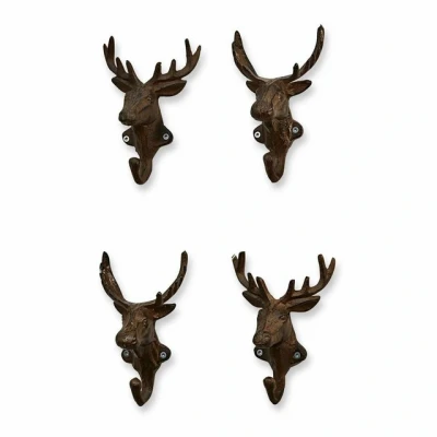 Abbildung von Mirabeau Dekohaken Haken 4er Set Deer antikbraun, Wandhaken