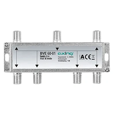 Abbildung von Axing BVE 60 01 6 Fach BK Verteiler (5 1000 MHz) für Kabelfernsehen und DVB T2 HD, F Anschlüsse