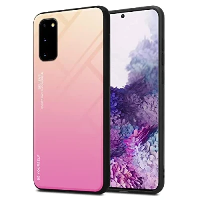 Abbildung von Cadorabo Hülle kompatibel mit Samsung Galaxy S20 Schutzhülle TPU Silikon Case Glas Slim Kratzfest Weiche Gummi Rundumschutz für in Schwarz