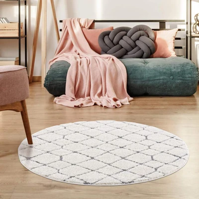 Abbildung von Carpet City Hochflor Teppich &quot;Focus 4499&quot;, rund, besonders weich, Rauten Optik, 3D Effekt