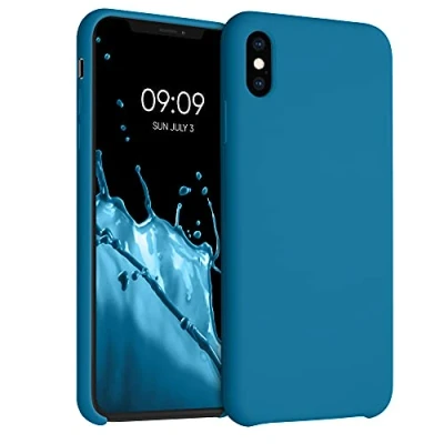 Abbildung von kwmobile Hülle kompatibel mit Apple iPhone XS Max Silikon Handy Case Handyhülle weiche Oberfläche kabelloses Laden Karibikblau