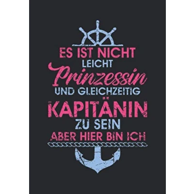 Abbildung von Notizbuch A5 kariert mit Softcover Design: Lustiger Frauen Spruch Boot Geschenk Kapitänin Segler Anker: 120 karierte DIN Seiten