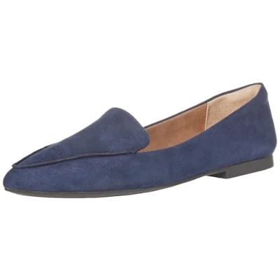 Abbildung von Amazon Essentials Damen Flacher Loafer, Marineblau Mikro Wildleder, 37.5 EU