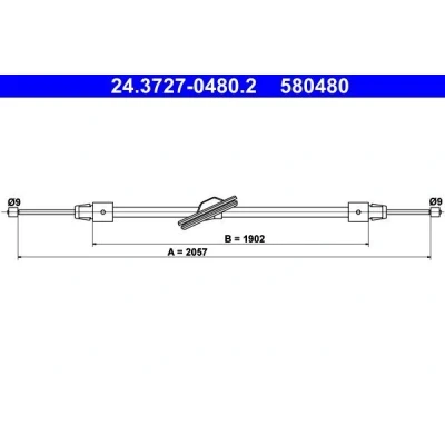 Abbildung von ATE 24.3727 0480.2 Handbremsseil 2057 MERCEDES BENZ: GLK
