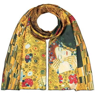 Abbildung von von Lilienfeld Seidenschal Schal 100% Seide Gustav Klimt Der Kuss Kunst 172 x 42 cm, aus reiner