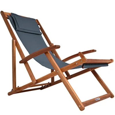 Abbildung von Casaria Gartenliege Grau, 160kg Belastbar Armlehne Nackenkissen Klappbar Verstellbar