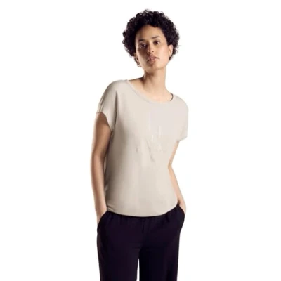 Abbildung von Street One Glitzer Wording Tshirt print, Damen, Größe: 36, Beige