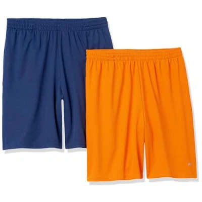 Abbildung von Amazon Essentials Herren Leichte Performance Funktionsshorts In Lockerer Passform (Erhältlich Übergrößen), 2er Pack, Marineblau/Tomatenrot, S