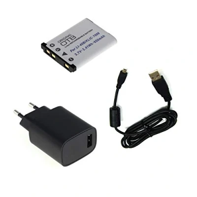Abbildung von bg akku24 Ladegerät, Akku und Ladekabel, Datenkabel, USB Kabel für Casio Exilim QV R200, R300, EX ZS5, ZS6, ZS100, ZS150, ZS200, Z28 EMC 5 / 5U