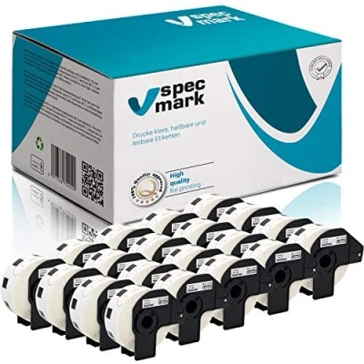 Abbildung von specmark 20 Rollen Einzeletiketten kompatibel mit Brother DK 11218 Ø 24mm 1000 Stück Etiketten für allen QL Etikettendruckern 570 700 800