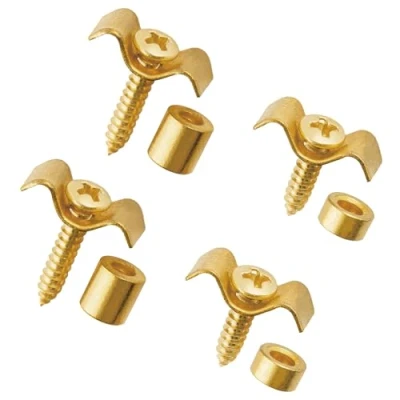 Abbildung von Musiclily Stahl Butterfly Vintage Gitarre Saitenniederhalter String Trees Guides Retainers für Fender Strat Squier Tele Style E Gitarre, Gold (2 Stück)