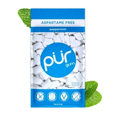 Abbildung von Pur Gum Zuckerfreier Kaugummi 100% Xylit Vegan, Aspartamfrei, Glutenfrei &amp; Diabetikerfreundlich Natürlicher Mit Peppermint Geschmack, 55 Stück (1er Pack)