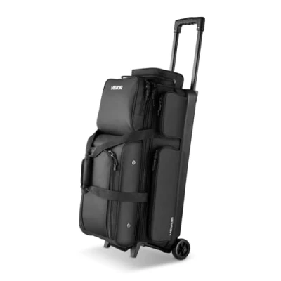 Abbildung von VEVOR Bowlingtasche 3 Bälle mit Doppelrollen Bowling Bag Einziehbarer Griff