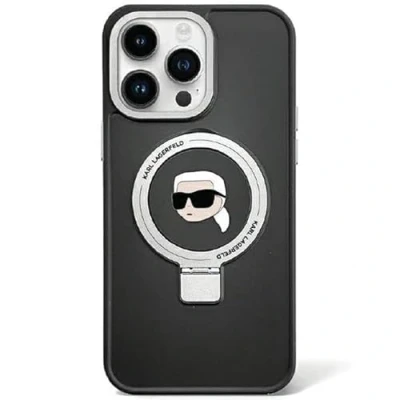 Abbildung von Karl Lagerfeld KLHMP15LHMRSKHK Hülle für iPhone 15 Pro 6.1&quot; Schwarz hardcase Ring Stand Head