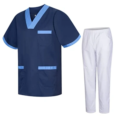 Abbildung von MISEMIYA Unisex Schrubb Set Medizinische Uniform mit Oberteil und Hose 817 8312 BLANCO XX Large, Azul 8171 8