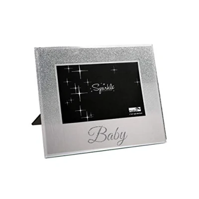 Abbildung von Maturi Bilderrahmen, silberfarben, glitzernd, verspiegelt, 15,2 x 10,2 cm, Geschenk &#039;Baby&#039;