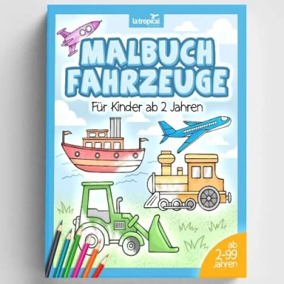 Abbildung von Malbuch Fahrzeuge für Kinder ab 2 Jahren: Deine Lieblingsfahrzeuge zum Ausmalen. Entdecke tolle Ausmalbilder mit klaren Konturen Mädchen und Jungen Kritzeln Krakeln.