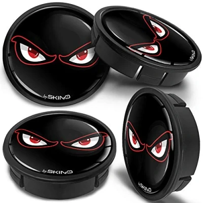 Abbildung von SkinoEu 4 x 60mm Universal Schwarz Rot No Fear Augen Alufelgen Nabenkappen Felgen Kappen Felgendeckel Radkappen Radnabendeckel Nabendeckel Felgenkappen CX 7