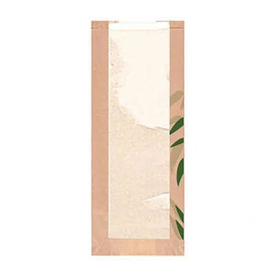 Abbildung von Broodzak met venster van 100% papier 140+40x350mm Green Leafs