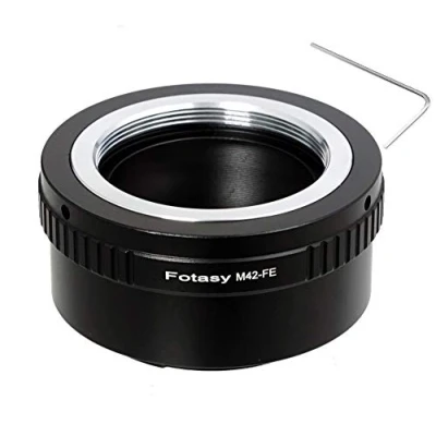Abbildung von Fotasy M42 zu E Mount Adapter aus Kupfer, 42 mm Schraubgewinde, kompatibel mit Sony a7, a7R, a7S II/III/IV, a9, a7C, Alpha 1, a6600a6000, a5100, a5000, a3500, ZV E10