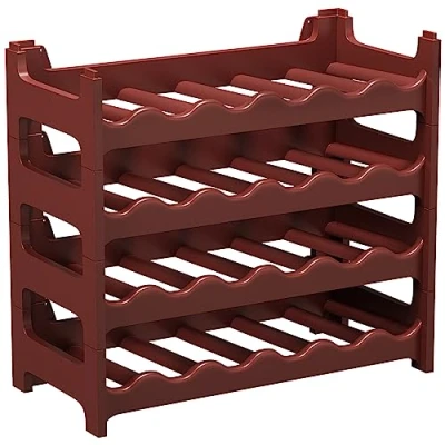 Abbildung von ARTECSIS Weinregal stapelbar Kunststoff für 24 Flaschen, stabiles Flaschenregal in Gastronomie Qualität, modular erweiterbar, Braun