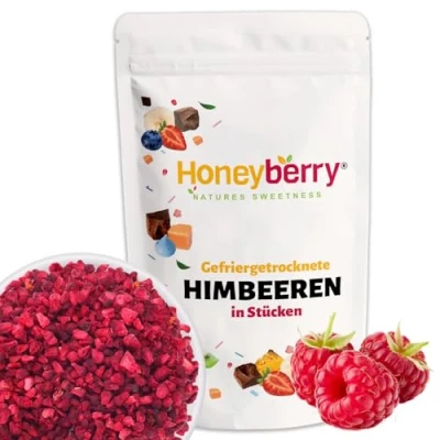 Abbildung von Gefriergetrocknete Himbeeren Stücke 50g Früchte Trockenfrüchte Gefriergetrocknet Getrocknete Perfekt zum Backen, Kuchendekoration, für Snacks, Müsli &amp; Desserts